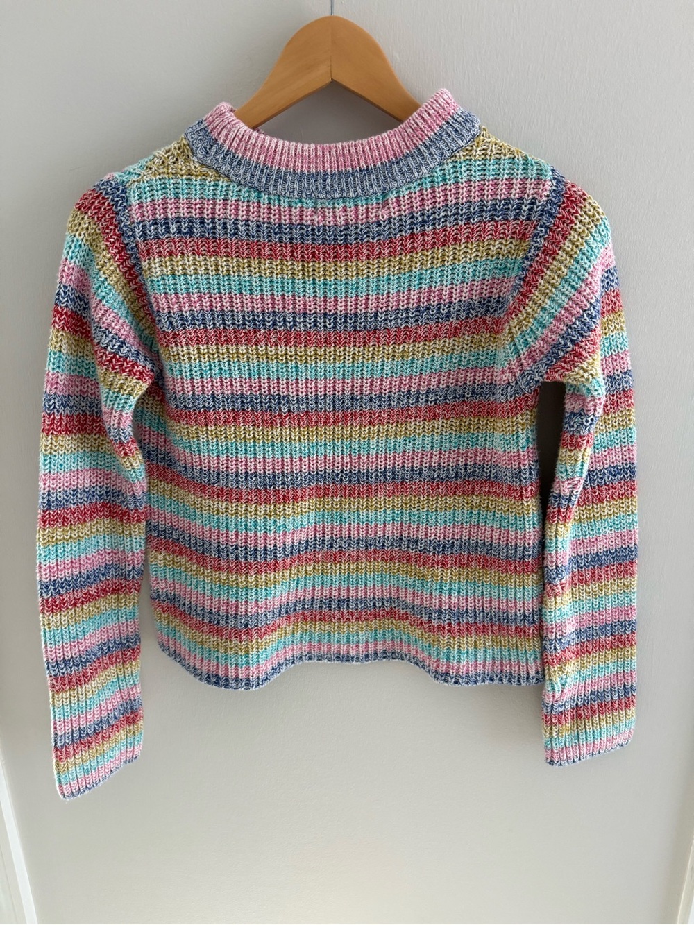 Philosophy Multicolor Striped Cowlneck Sweater — Pink, Blue, Yellow, Green, Red
